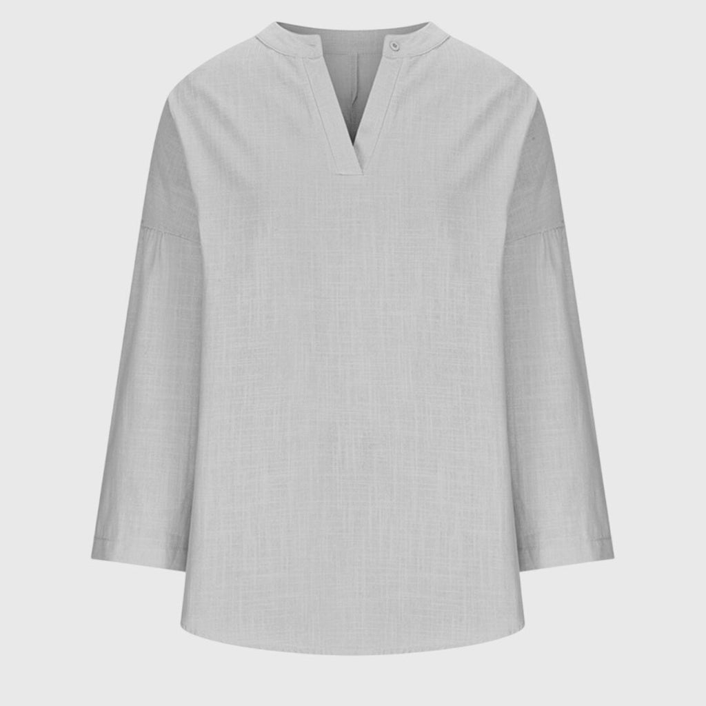 Women's Flowy Elegant Beach Shirt V-Neck Long Sleeve Relaxed Fit Casual Summer – Lenara