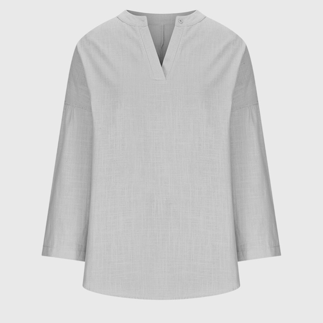 Women's Flowy Elegant Beach Shirt V-Neck Long Sleeve Relaxed Fit Casual Summer – Lenara