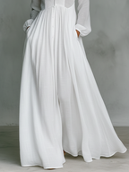 Women's Minimalist Cotton Linen Casual Formal Long Dress Stand-Up Collar Single-Breasted Elegant – White