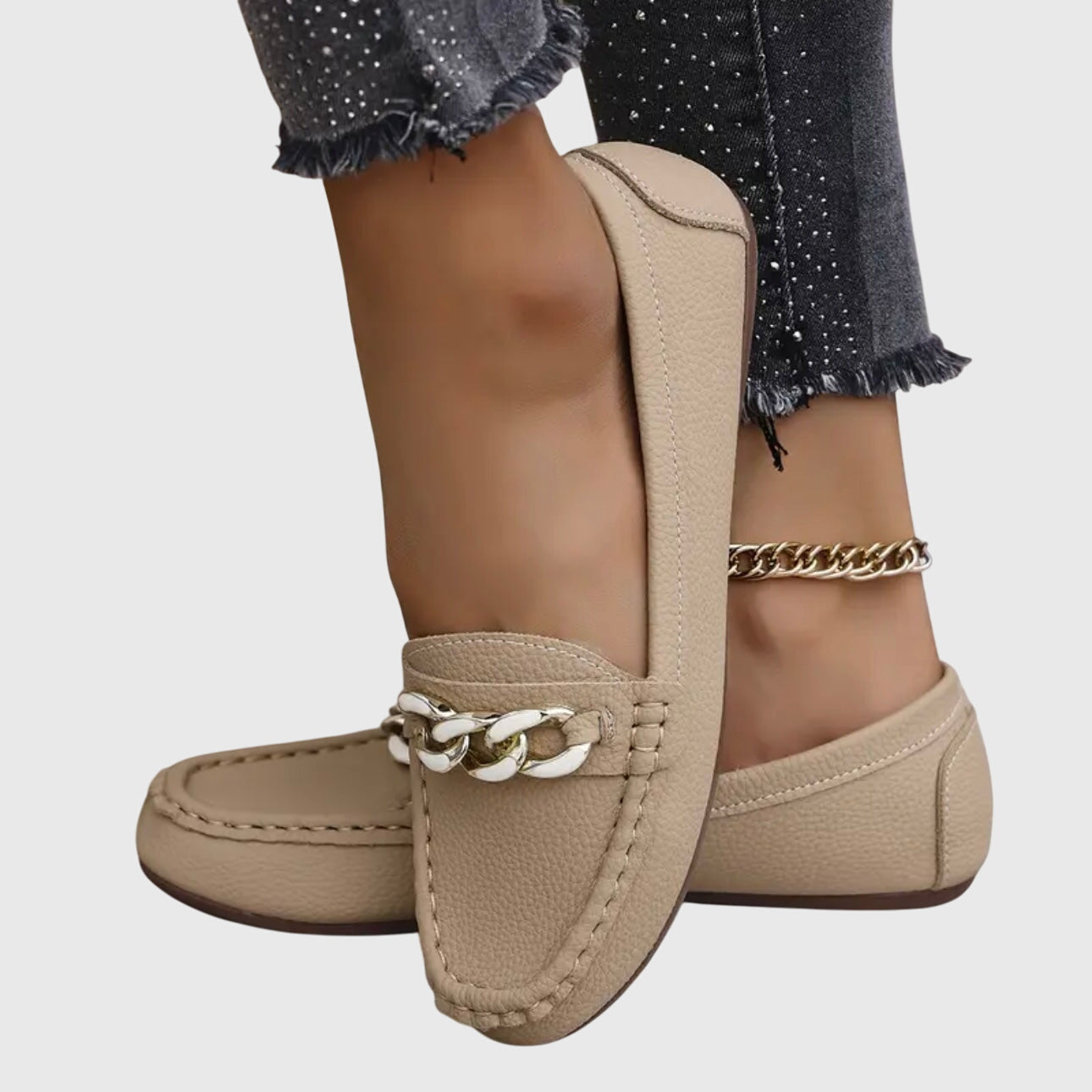 Women's Loafers Cushioned Insole Gold Chain Detail Luxury Everyday Flat – Melissa