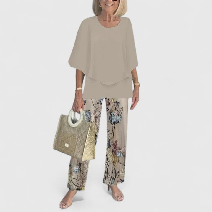 Women's Sophisticated Two-Piece Set Relaxed Blouse Wide-Leg Pants Casual Elegant Everyday – Martha