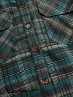 Women's Plaid Lapel Single-Breasted Shirt Long Dress Long Sleeve Casual Elegant – Green Tartan
