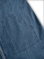 Women's Casual Loose Retro Denim Jumpsuit Hooded Zipper Sleeve Pocket Vintage – Blue