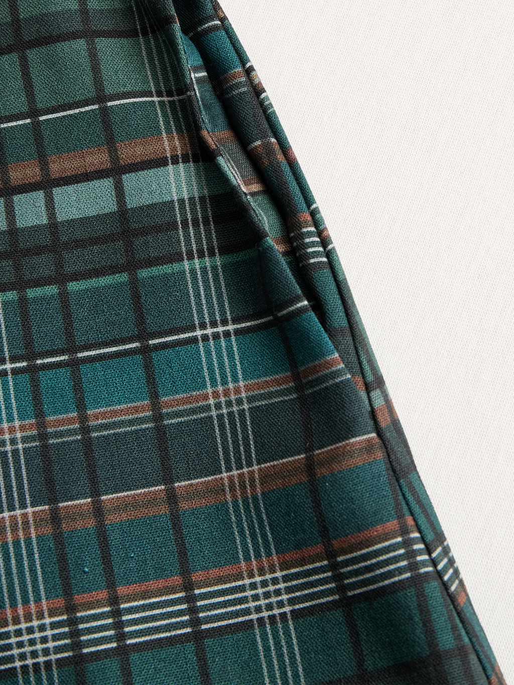 Women's Plaid Lapel Single-Breasted Shirt Long Dress Long Sleeve Casual Elegant – Green Tartan
