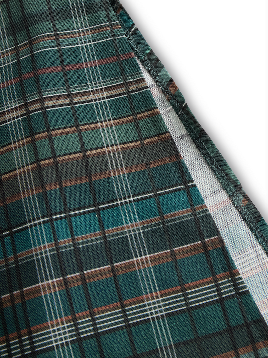 Women's Plaid Lapel Single-Breasted Shirt Long Dress Long Sleeve Casual Elegant – Green Tartan