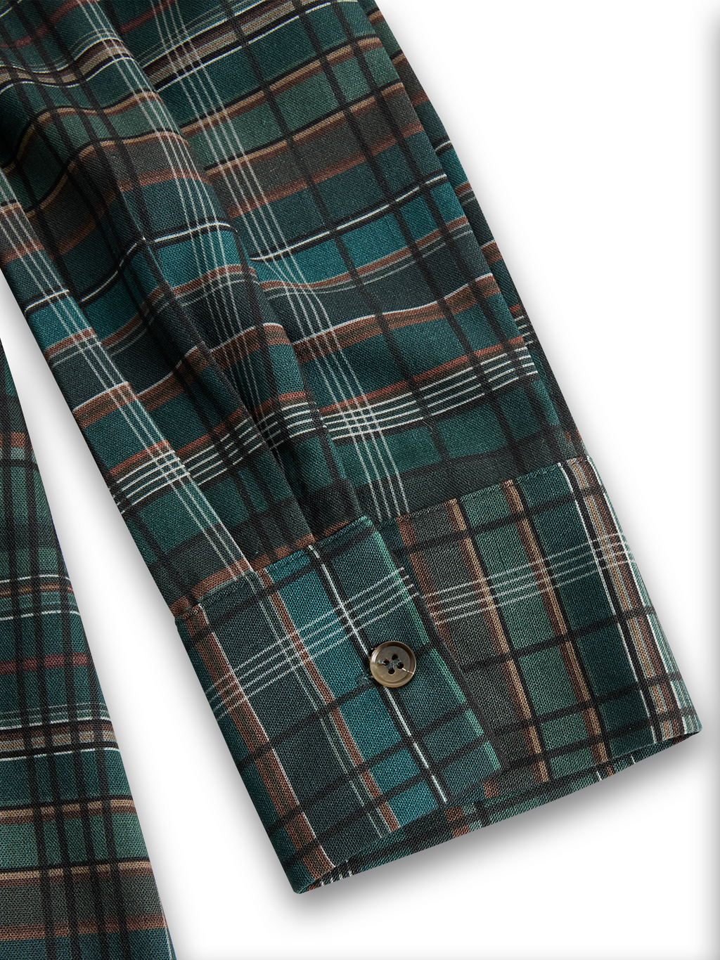 Women's Plaid Lapel Single-Breasted Shirt Long Dress Long Sleeve Casual Elegant – Green Tartan