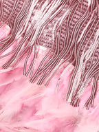 Pink Feather Sequin Mini Elegant Dress Spaghetti Straps Glam Cocktail Night Out Party Dress