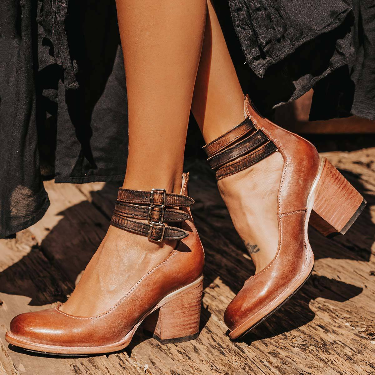 Women's Elegant Comfortable Sandals Ankle Strap Block Heel Casual to Night Out – Naturéva