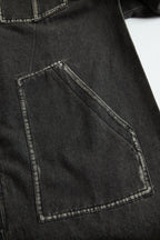 Women's Casual Loose Retro Denim Jumpsuit Hooded Zipper Sleeve Pocket Vintage – Blue