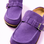Women's Retro Suede Buckle Clog Mules Slip-On Flat Arch Support Casual Everyday Shoes – Marley