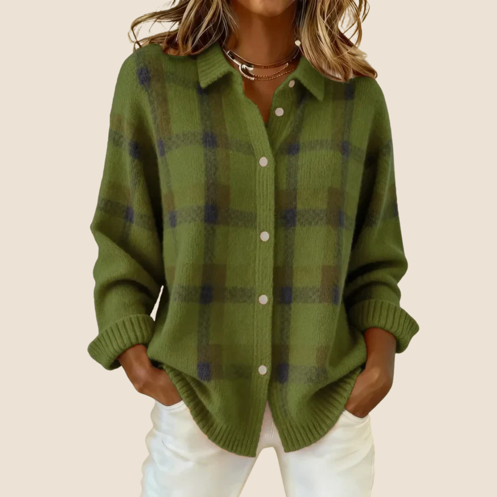 Women's Retro Check Plaid Flannel Shirt Jacket Casual Everyday Fall Winter Cozy Outdoor Streetwear – Vivienne Orange Blue Red