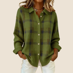 Women's Retro Check Plaid Flannel Shirt Jacket Casual Everyday Fall Winter Cozy Outdoor Streetwear – Vivienne Orange Blue Red