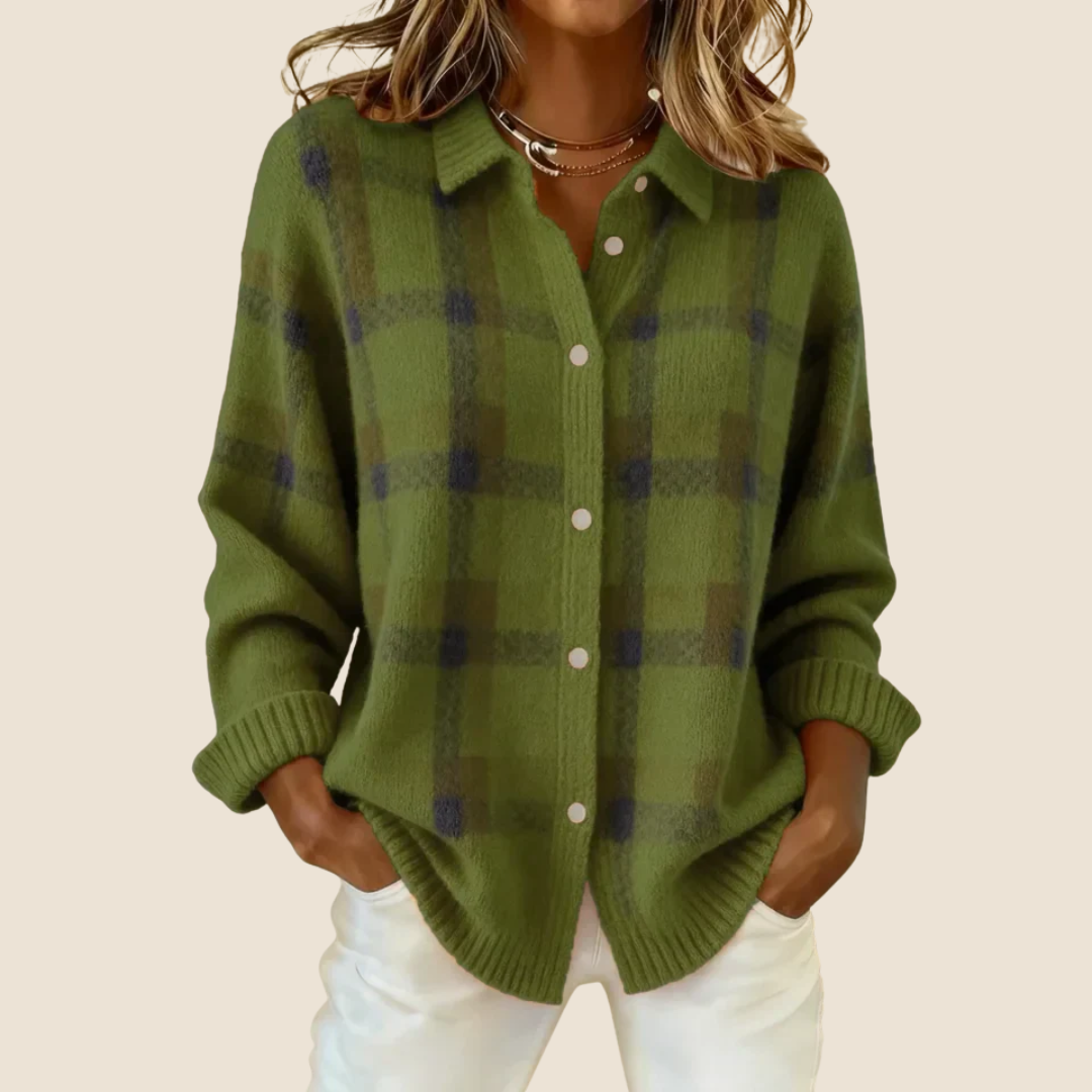 Women's Retro Check Plaid Flannel Shirt Jacket Casual Everyday Fall Winter Cozy Outdoor Streetwear – Vivienne Orange Blue Red