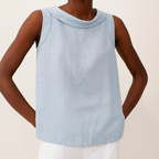 Women's Sleeveless Roll Collar Top Soft Flattering Silhouette Casual Elegant Everyday Chic – Maria