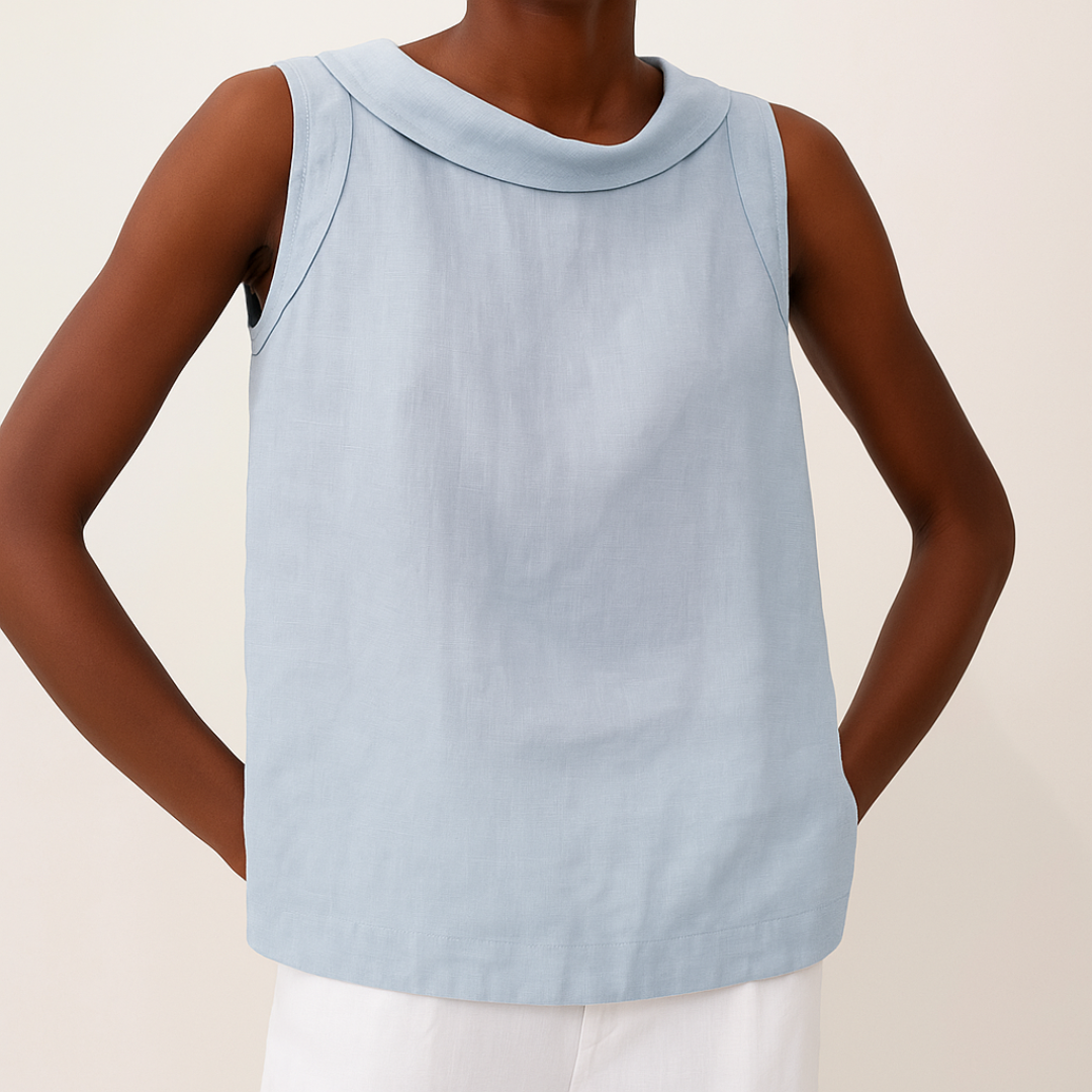 Women's Sleeveless Roll Collar Top Soft Flattering Silhouette Casual Elegant Everyday Chic – Maria
