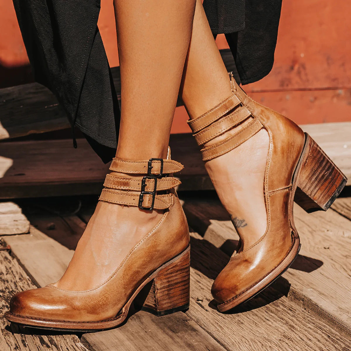 Women's Elegant Comfortable Sandals Ankle Strap Block Heel Casual to Night Out – Naturéva