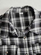 Women's Retro Ethnic Plaid Cowgirl Long Dress Lapel Belted Long Sleeve Casual Relaxed – Reddish Brown