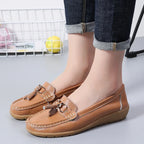 Women's Leather Moccasin Loafers Slip-On Flat Arch Support Casual Everyday Shoes