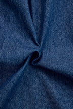 Women's Casual Loose Retro Denim Jumpsuit Lapel Red Topstitching Wide-Leg Sleeve Pocket – Blue