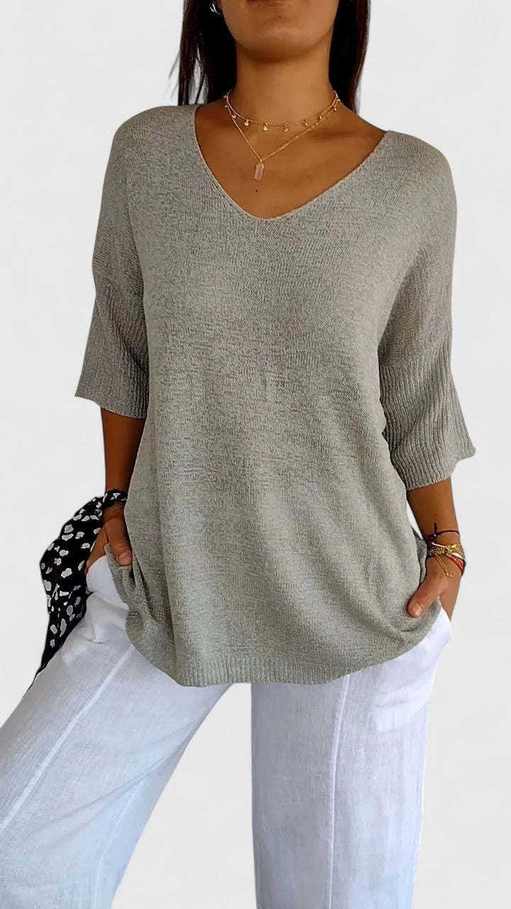 Women's Comfortable V-Neck Long Sleeve Top Flattering Wrinkle-Resistant Versatile – Sonylah