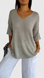 Women's Comfortable V-Neck Long Sleeve Top Flattering Wrinkle-Resistant Versatile – Sonylah