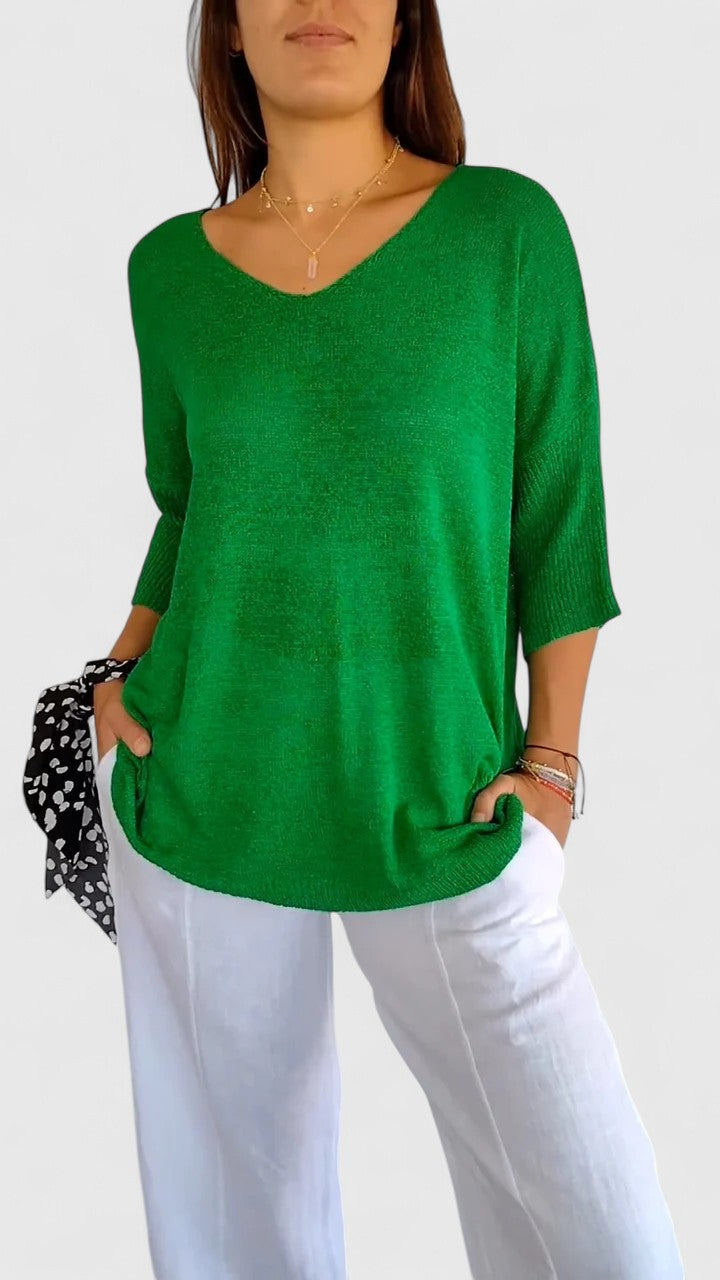 Women's Comfortable V-Neck Long Sleeve Top Flattering Wrinkle-Resistant Versatile – Sonylah