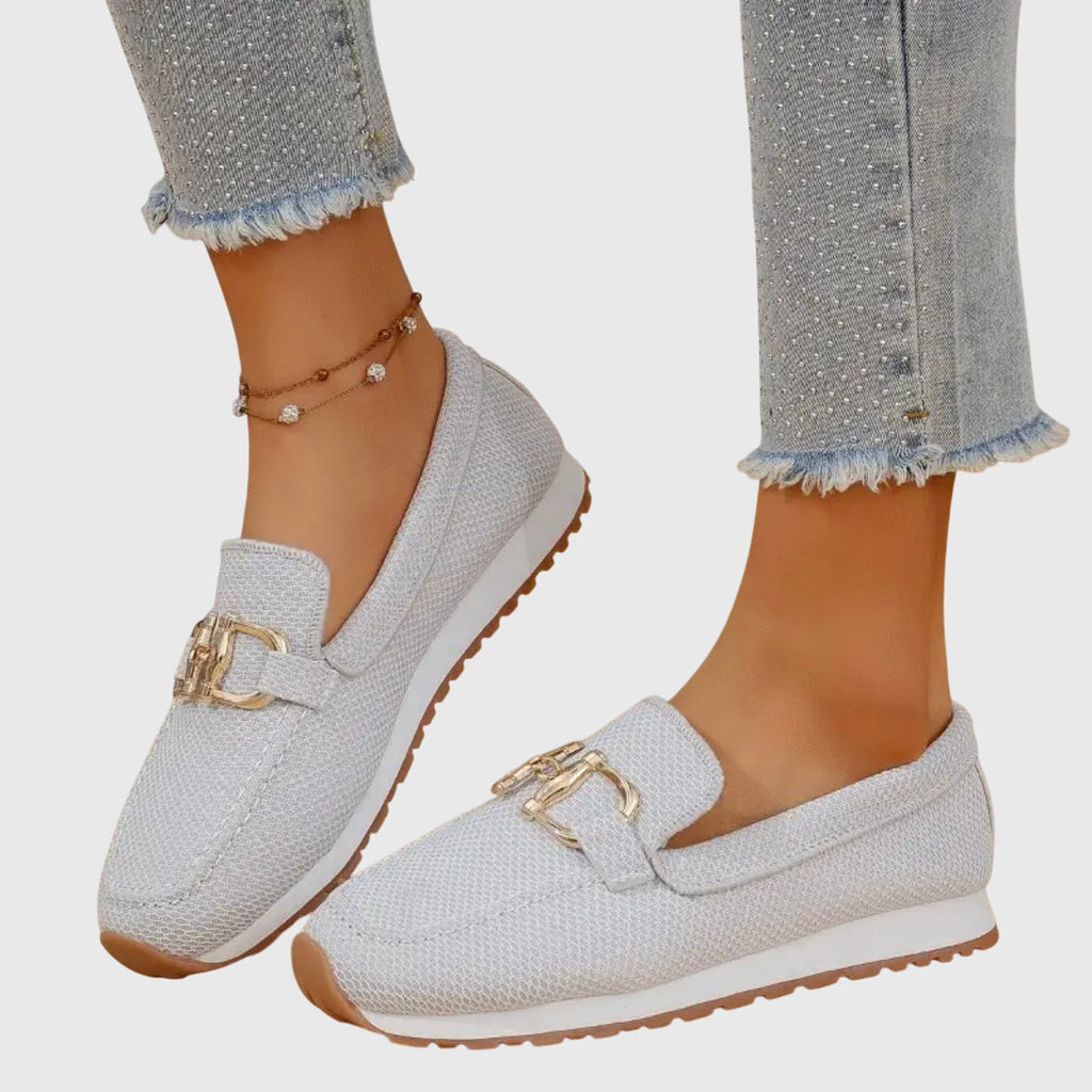 Women's Breathable Loafers Gold Horsebit Detail Lightweight Slip-On – Susana
