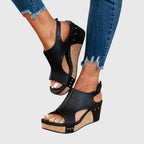 Women's Wedge Sandals Cushioned Insole Adjustable Buckle All-Day Comfort – Adela