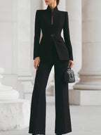 Women's Elegant Blazer & Trouser Suit Set Tailored Structured Slim-Fit Formal Elongating – Sharie