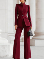 Women's Elegant Blazer & Trouser Suit Set Tailored Structured Slim-Fit Formal Elongating – Sharie