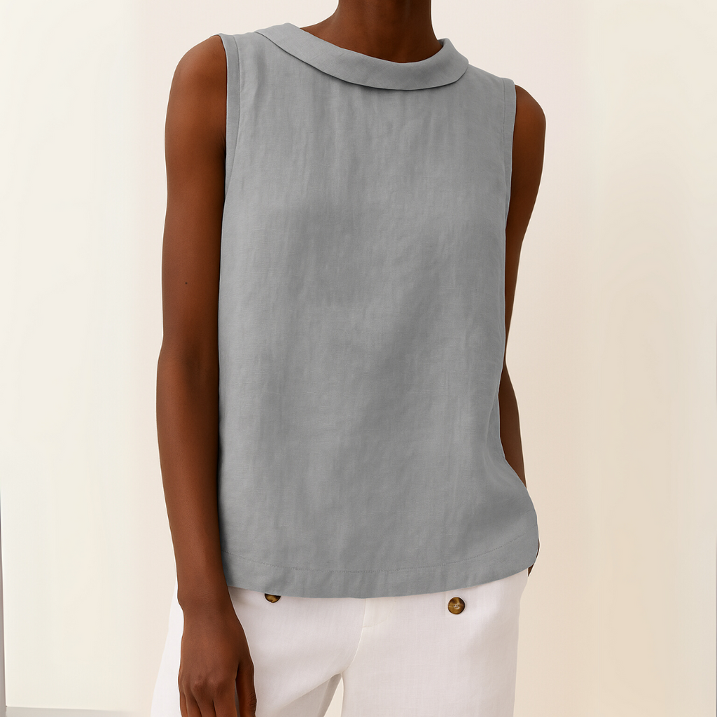 Women's Sleeveless Roll Collar Top Soft Flattering Silhouette Casual Elegant Everyday Chic – Maria