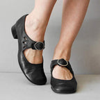 Women's Leather Mary Jane Shoes Buckle Strap Low Heel Casual Formal Everyday Shoes – Federica