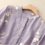 Women's Cotton Top Embroidered Flowers Feminine Soft Breathable Casual Elegant Everyday – Emily