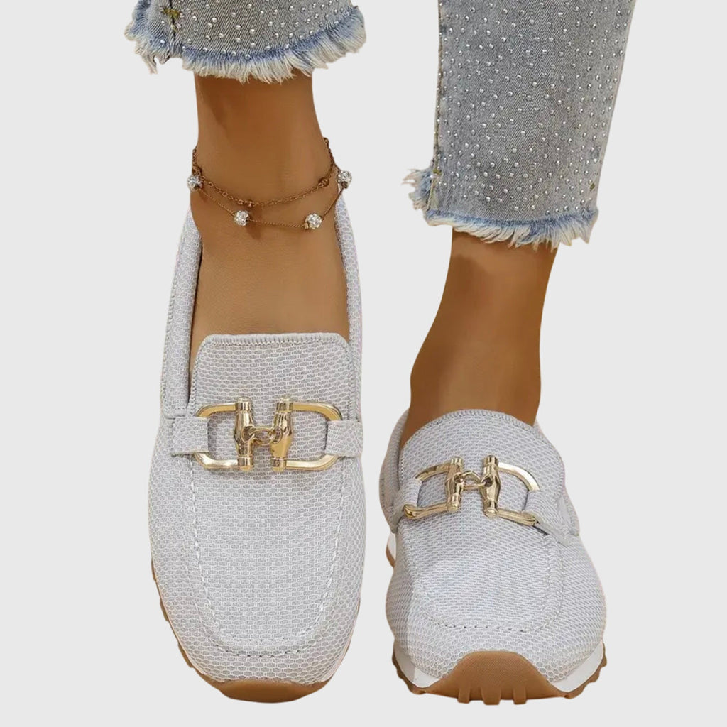 Women's Breathable Loafers Gold Horsebit Detail Lightweight Slip-On – Susana