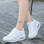 Women's Air Bubble Sneakers Mesh Lace-Up Cushioned Platform Casual Everyday Shoes