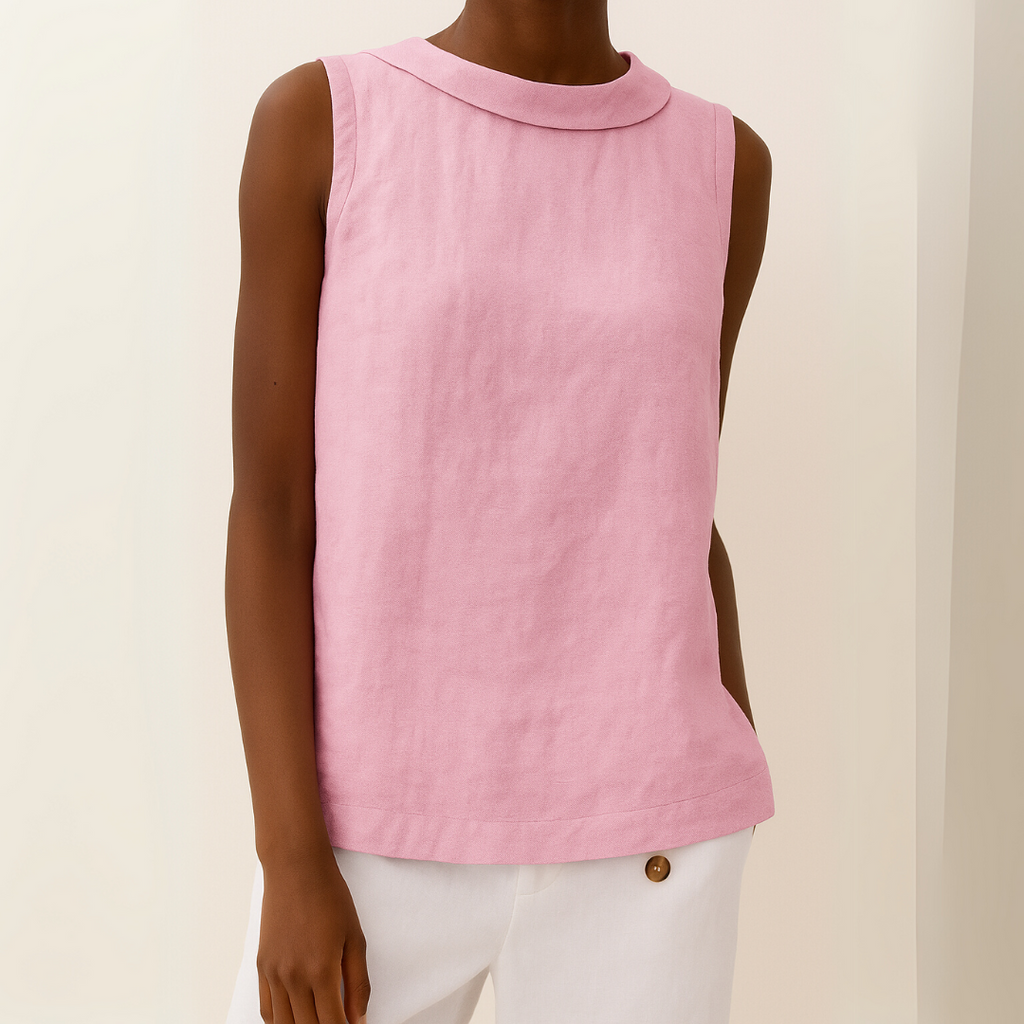 Women's Sleeveless Roll Collar Top Soft Flattering Silhouette Casual Elegant Everyday Chic – Maria