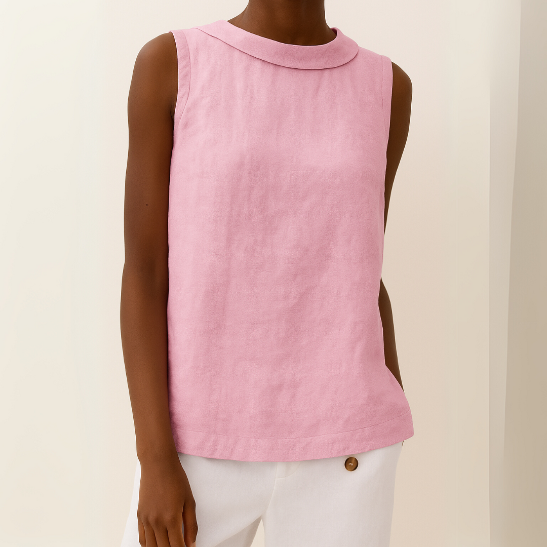 Women's Sleeveless Roll Collar Top Soft Flattering Silhouette Casual Elegant Everyday Chic – Maria