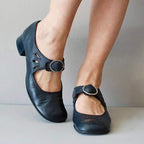 Women's Leather Mary Jane Shoes Buckle Strap Low Heel Casual Formal Everyday Shoes – Federica