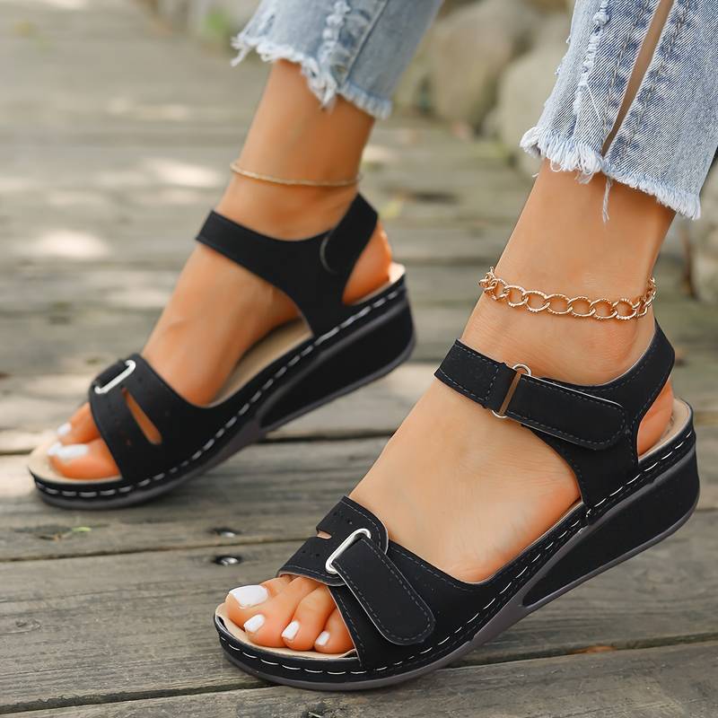 Women's Wedge Sandals Adjustable Strap Open Toe Arch Support Casual Summer Shoes – Alfreda