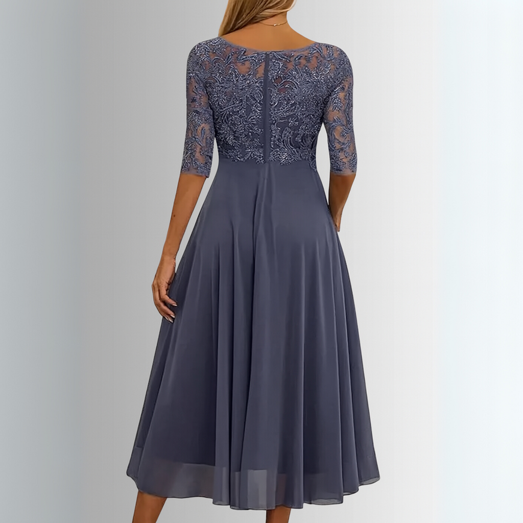 Women's Elegant Lace Midi Dress 3/4 Sleeve Formal Wedding Guest Mother of the Bride Cocktail Evening Party – Rhonda