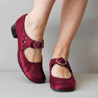 Women's Leather Mary Jane Shoes Buckle Strap Low Heel Casual Formal Everyday Shoes – Federica
