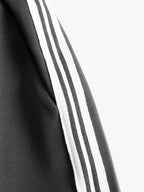 Women's Retro Sporty Two-Piece Set Half-Zip Sweatshirt Wide-Leg Pants Striped Webbing Casual – Grey White