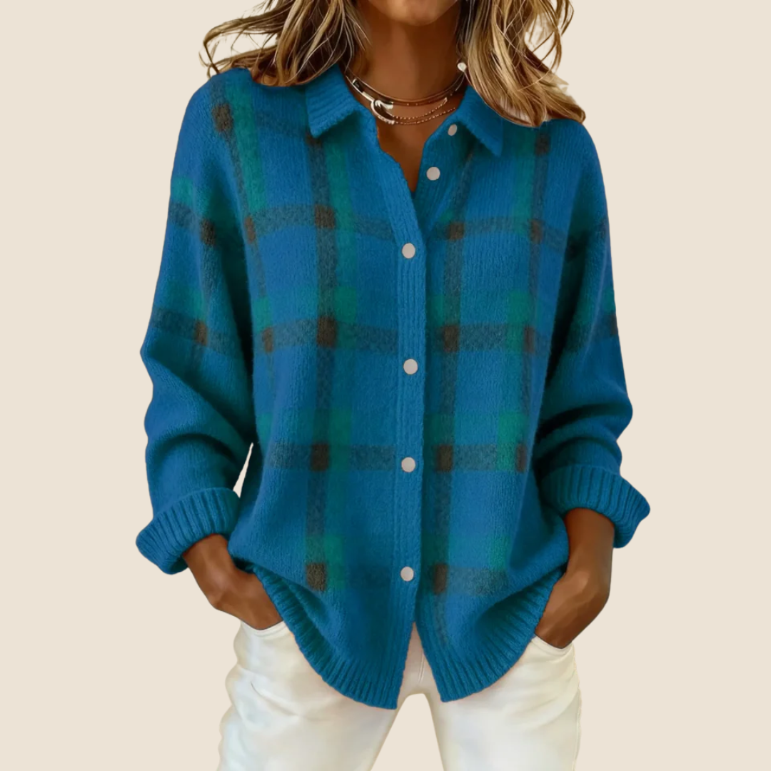 Women's Retro Check Plaid Flannel Shirt Jacket Casual Everyday Fall Winter Cozy Outdoor Streetwear – Vivienne Orange Blue Red