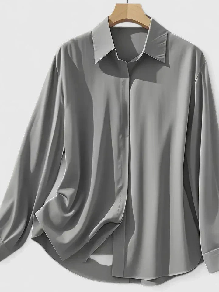 Women's Elegant Button-Down Collar Top Long Sleeve Relaxed Fit Versatile Casual Chic – Melvaya