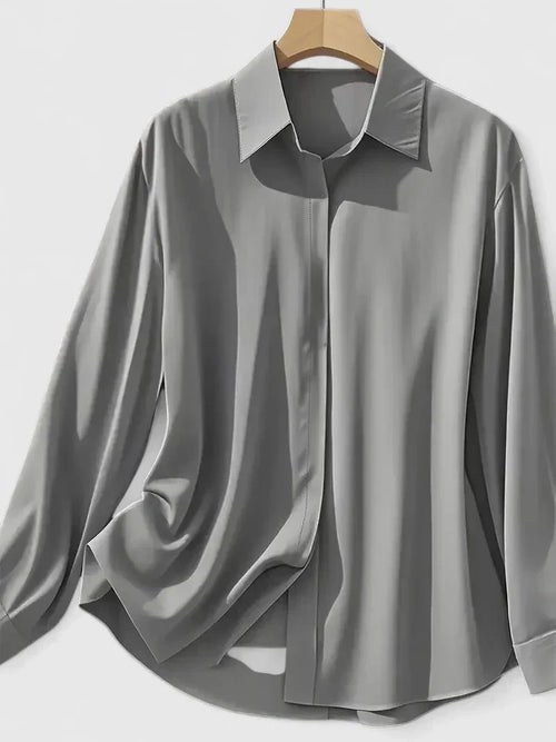 Women's Elegant Button-Down Collar Top Long Sleeve Relaxed Fit Versatile Casual Chic – Melvaya