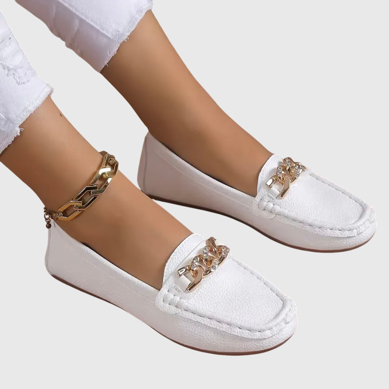 Women's Loafers Cushioned Insole Gold Chain Detail Luxury Everyday Flat – Melissa