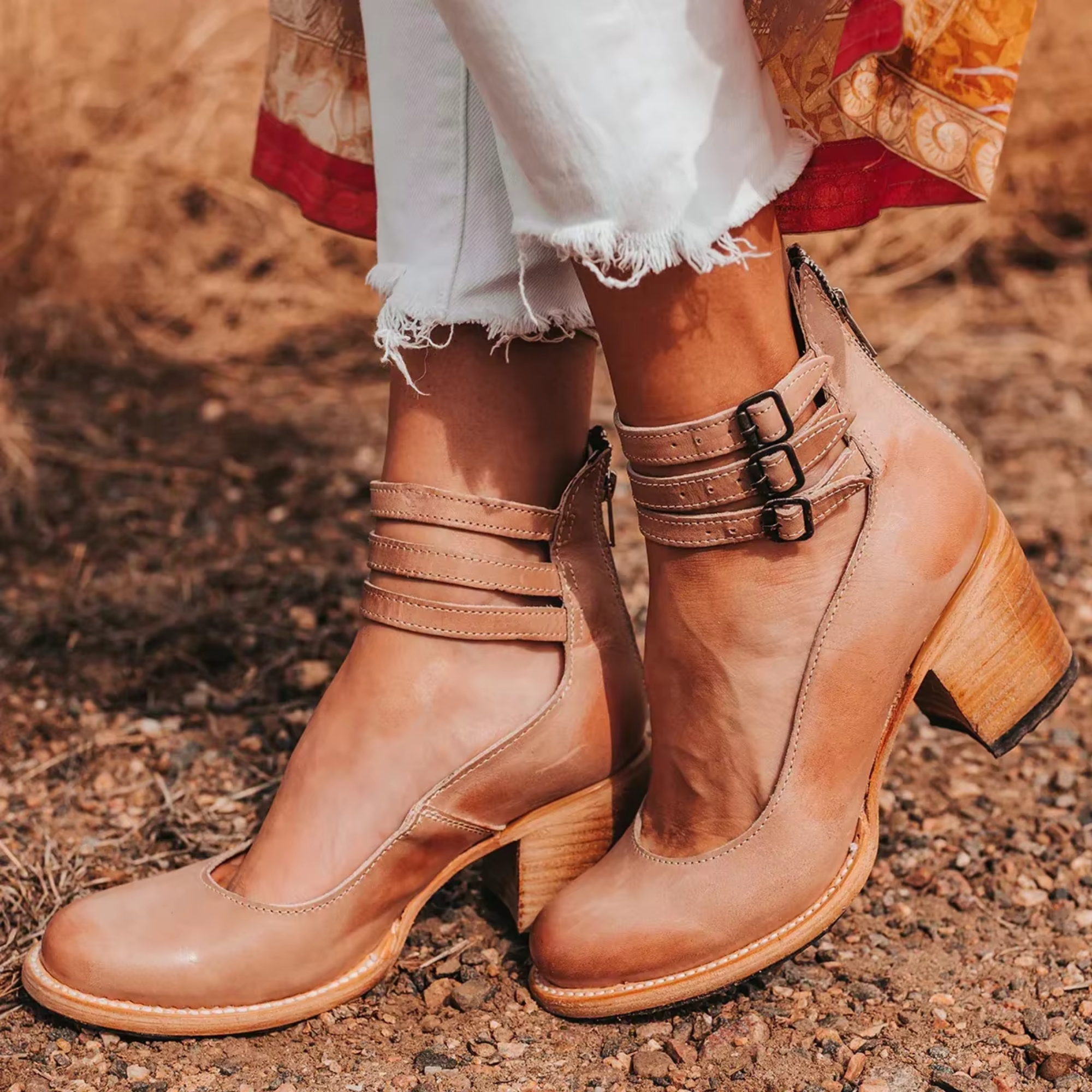 Women's Elegant Comfortable Sandals Ankle Strap Block Heel Casual to Night Out – Naturéva