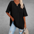 Women's Oversized V-Neck T-Shirt Casual Everyday Relaxed Fit Short Sleeve Comfortable Basic Tee – Kate
