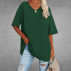 Women's Oversized V-Neck T-Shirt Casual Everyday Relaxed Fit Short Sleeve Comfortable Basic Tee – Kate