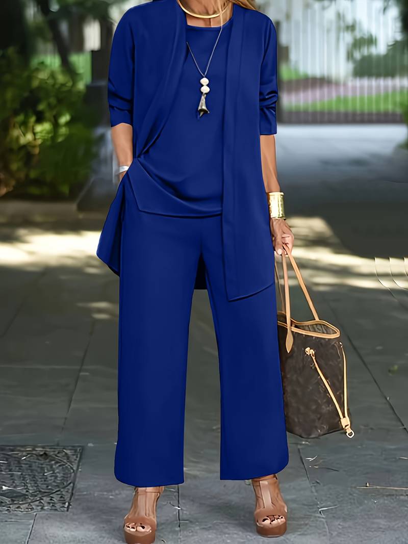 Women's Three-Piece Pant Set Tank Top Wide-Leg Pants Business Casual Elegant Versatile Chic